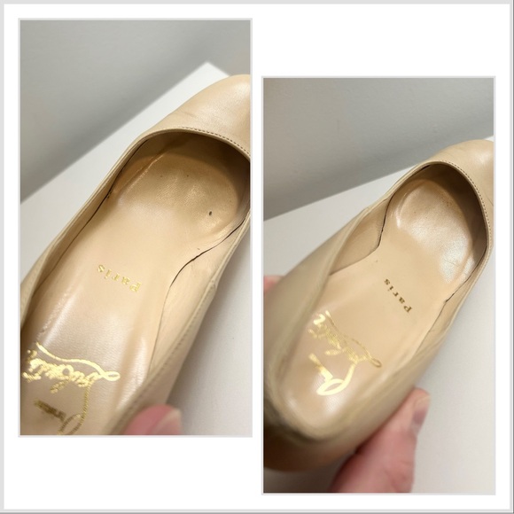 Authentic Christian Louboutin Leather Stacked Wood Wedge Heel Pumps - Picture 11 of 12